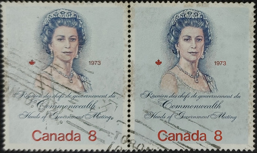 Canada Stamp Queen Elizabeth II-8¢, silver and multicolored. Fluorescent.