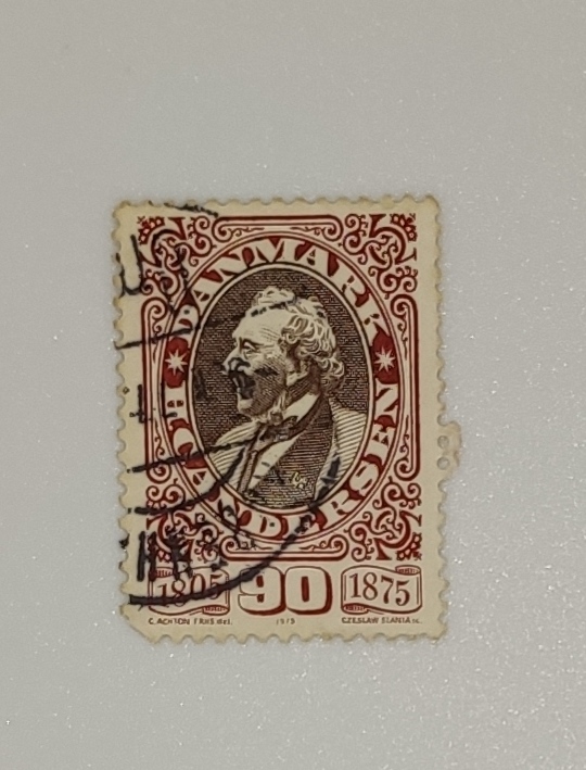 DANMARK STAMP Postage stamp printed in Denmark shows Hans Andersen (from photograph by G.E.Hansen), Famous Danes - Hans Christian