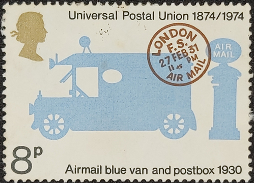 Universal Postal Union 1874/1974 Airmail blue van and postbox 1930