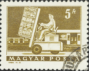 Hungary. Hydraulic lift truck & mail car. Issued 1963-64, 5f.