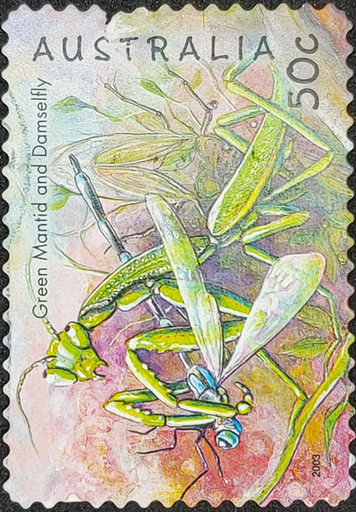 AUSTRALIA STAMP Green Mantid and Damselfly